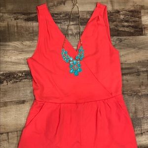 Coral Romper with Pockets